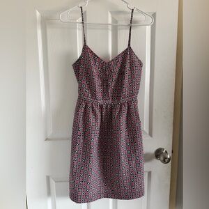 J. Crew Pink and Black Geometric Mini Dress